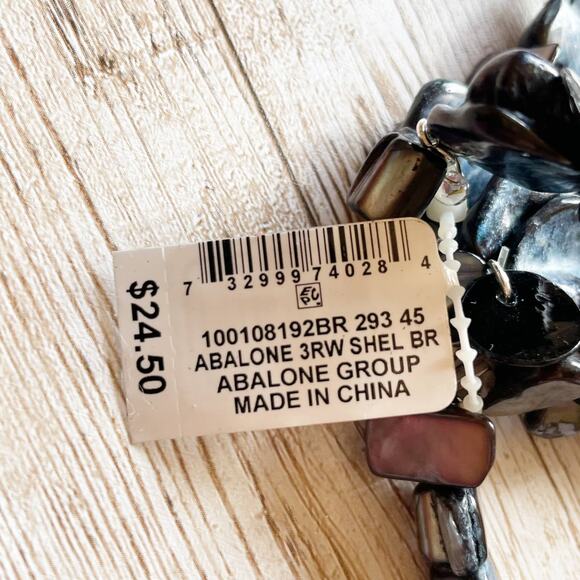 Style & Co Three Row Abalone Shell Stretch Bracelets Blue Silver New - Picture 10 of 11